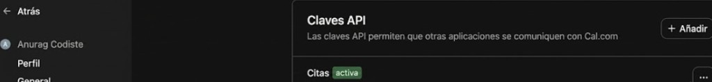Claves API en Cal.com