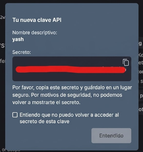 Tu nueva clave API en Deepgram