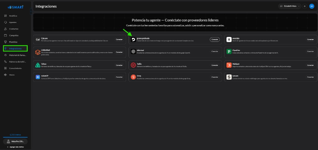 Sección Integraciones — Deepgram