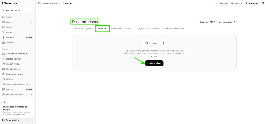 Desarrolladores — Claves API