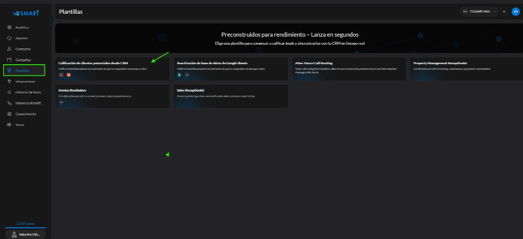 Plantillas — Calificación de clientes potenciales desde CRM
