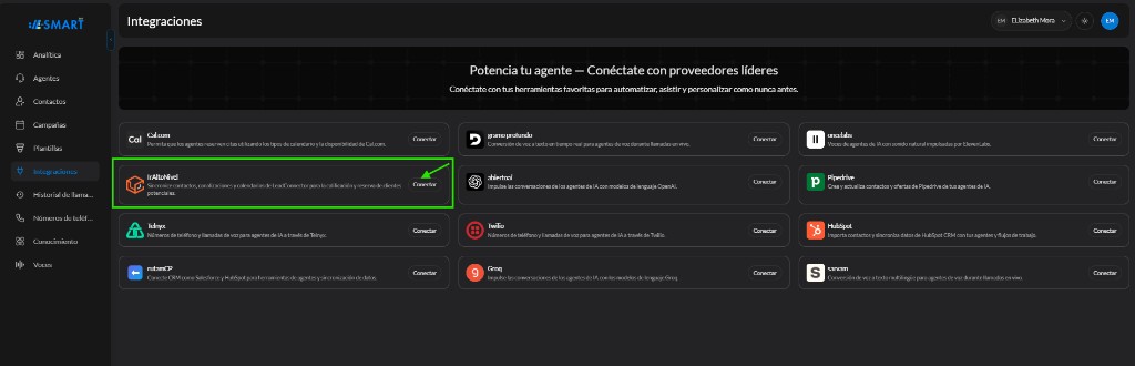 Botón Conectar en la integración GoHighLevel