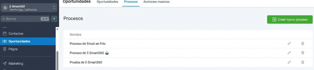 Procesos — Crear nuevo proceso