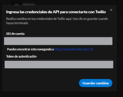 Credenciales de API de Twilio